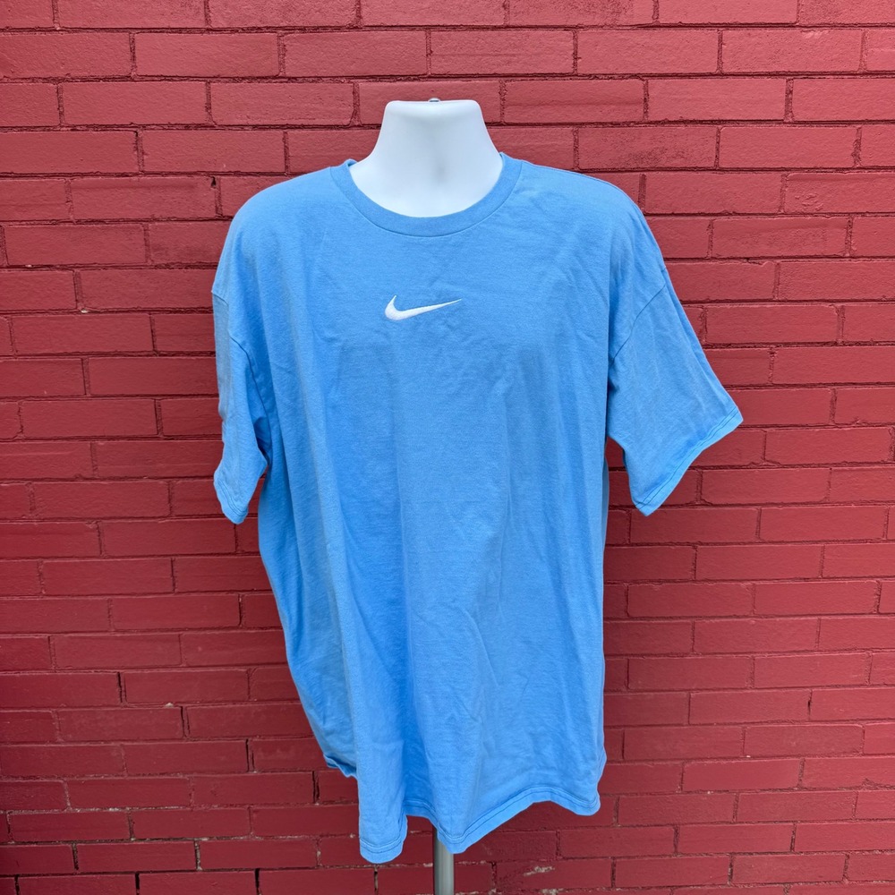 Vtg Y2K Nike Center Swoosh Shirt Mens XXL Blue Embroidered Logo Short Sleeve Tee